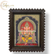 Ganesha in Yellow Dhoti Tanjore Painting with Chettinad Frame