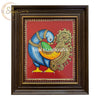 Peacock (Blue & Red) Tanjore Painting with Modern Frame