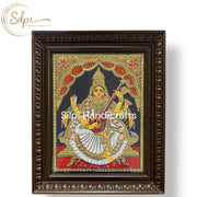 Saraswathi in White Tanjore Painting with Mani Frame